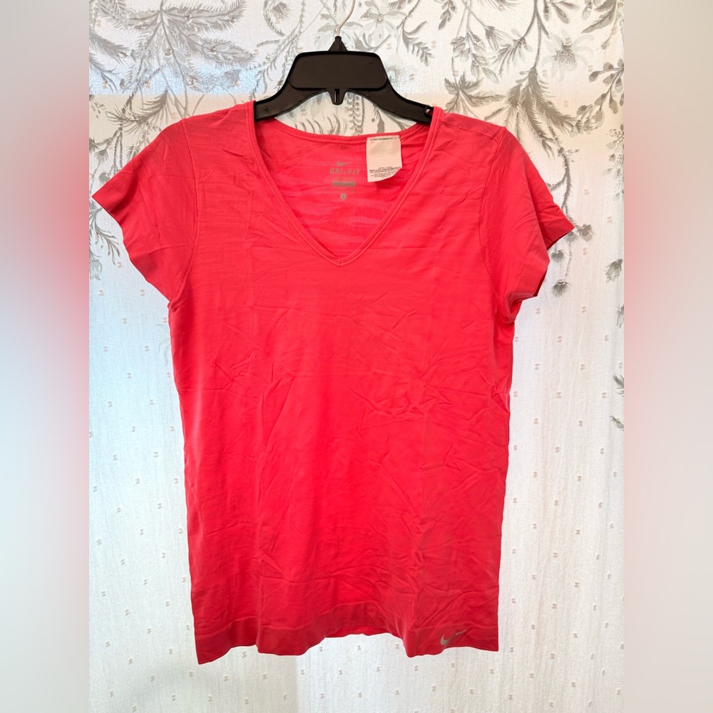 Nike Women's Vivid Pink V-Neck Tee